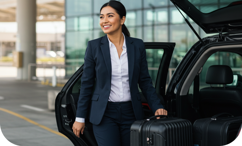 Taxi oficial al aeropuerto de Santiago con traslado seguro 24/7